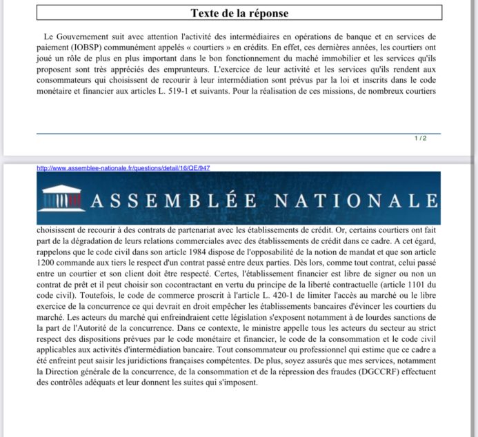 Réponse de l’Assemblée Nationale